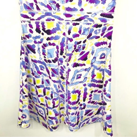 Title Nine White Purple Abstract Sleeveless A-Line Athletic Athleisure Dress - Picture 10 of 14
